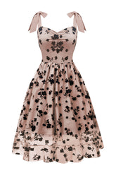A-Linie Blush Pin Up Vintage Kleid mit Blumendruck